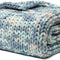 Hand Made Chunky Knit Weighted Throw Blanket for Sleep or Home Décor (Light Blue Tie-Dyed, 80''X87'' 25Lbs)